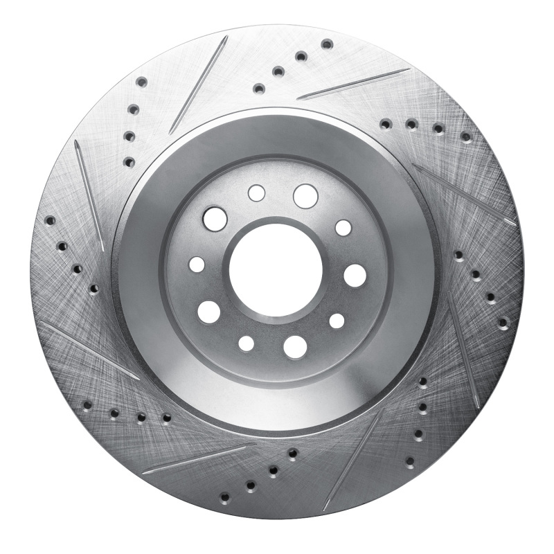 Maserati LeVante Brake Rotor (1) - Rear Right - R1 Concepts - Drilled & Slotted - Silver - `17-`24